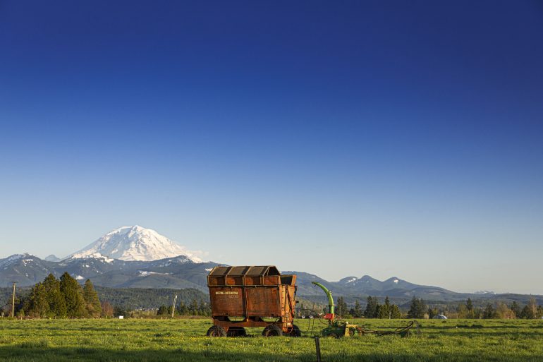 Farm land near Mt Rainier