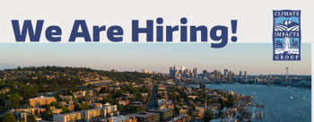 Seattle city skyline with the words we are hiring